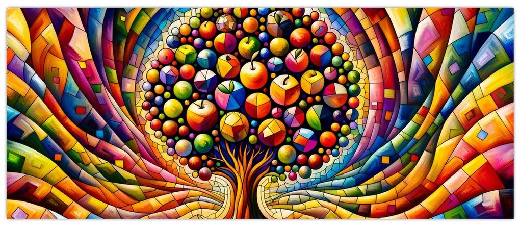 Kép – Színes fa almákkal (120x50 cm)