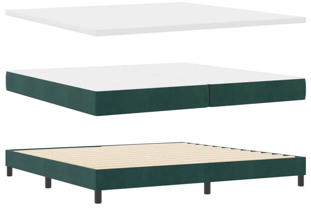 Boxspring Ágy Matrac Kígyó Zöld 200x200 cm Bársony