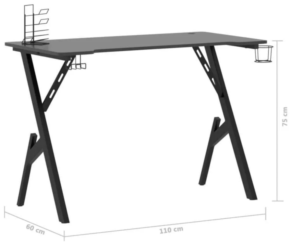 fekete Y-lábú gamer asztal 110 x 60 x 75 cm