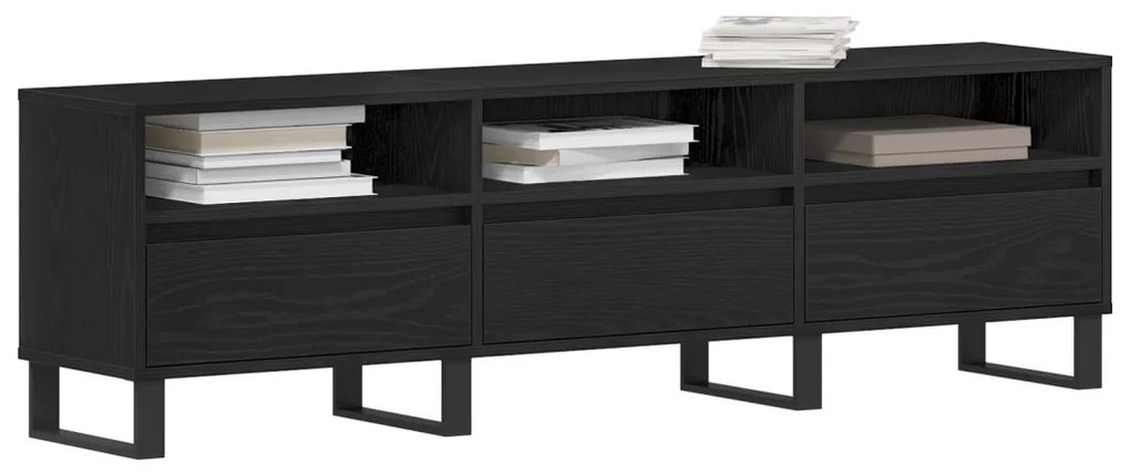 TV Szekrény Fekete Tölgy 150x30x44,5 cm Műanyag
