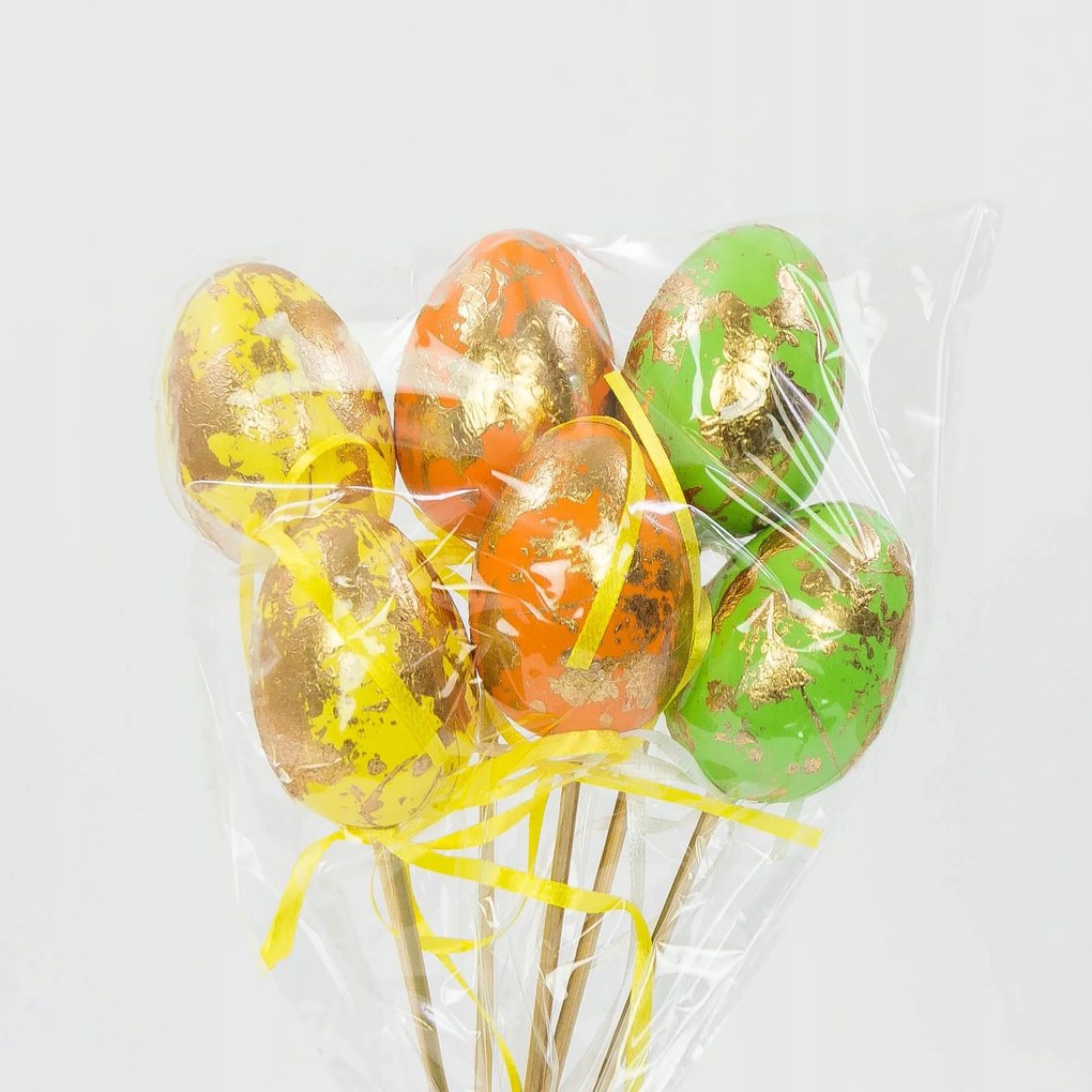 6db Húsvéti tojás 26cm-es pálcikán Piku 6cm Tojás Húsvéti tojás