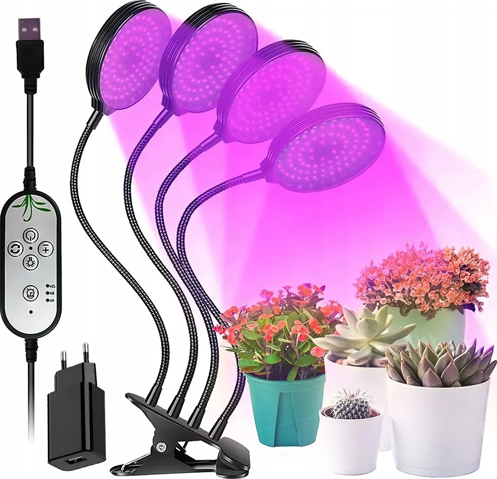 Növényi lámpa, időzítővel, 5 szabályozható fényerővel, 312 LED-del