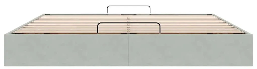 Ottomán ágykeret matrac nélkül világosszürke 200x200 cm bársony