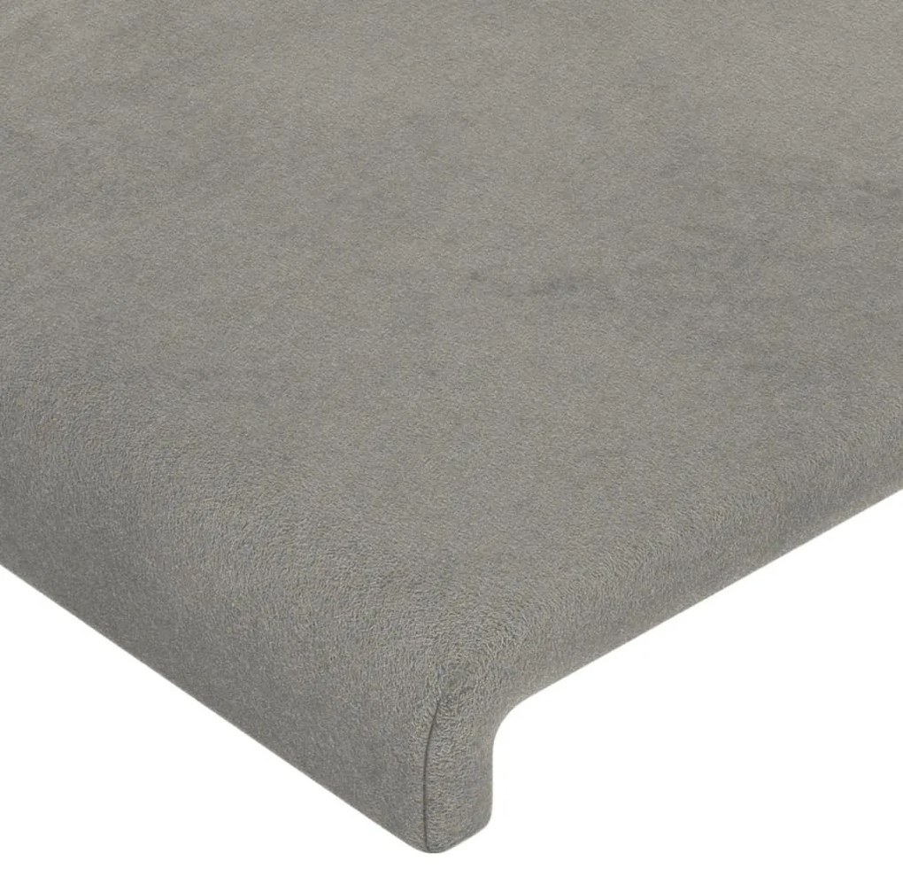 világosszürke bársony LED-es fejtámla 90x5x118/128 cm