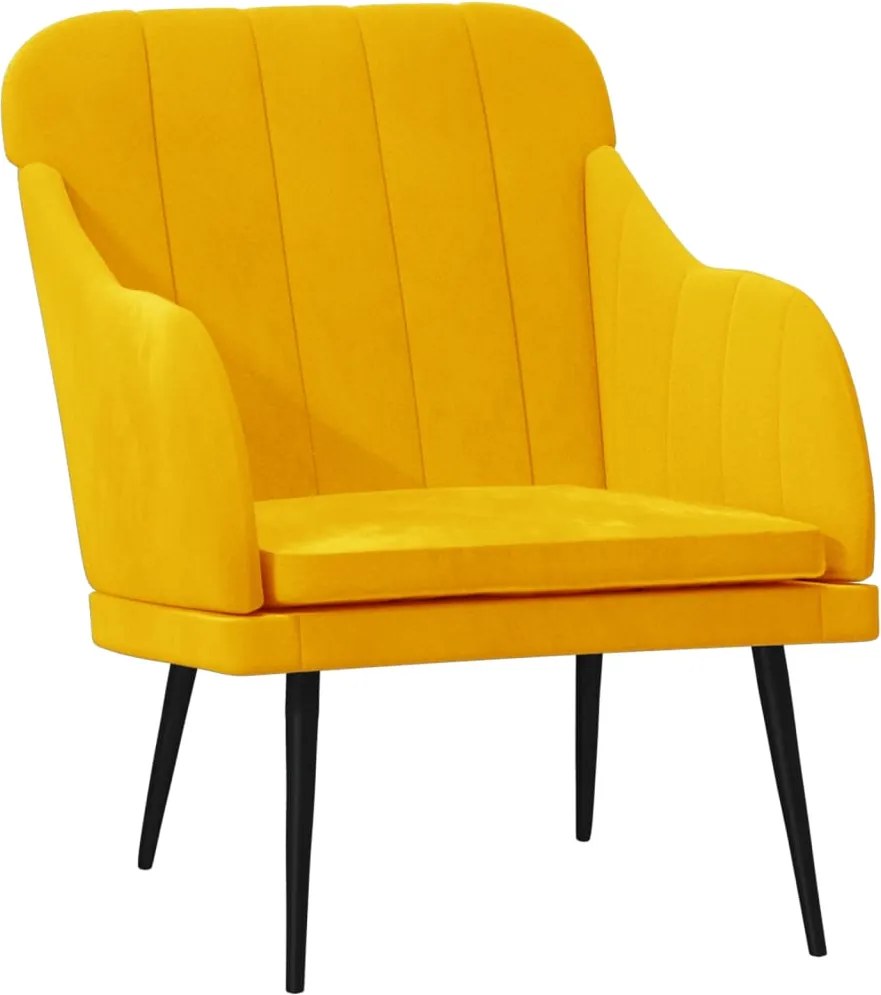 vidaXL sárga bársonyfotel 63 x 76 x 80 cm
