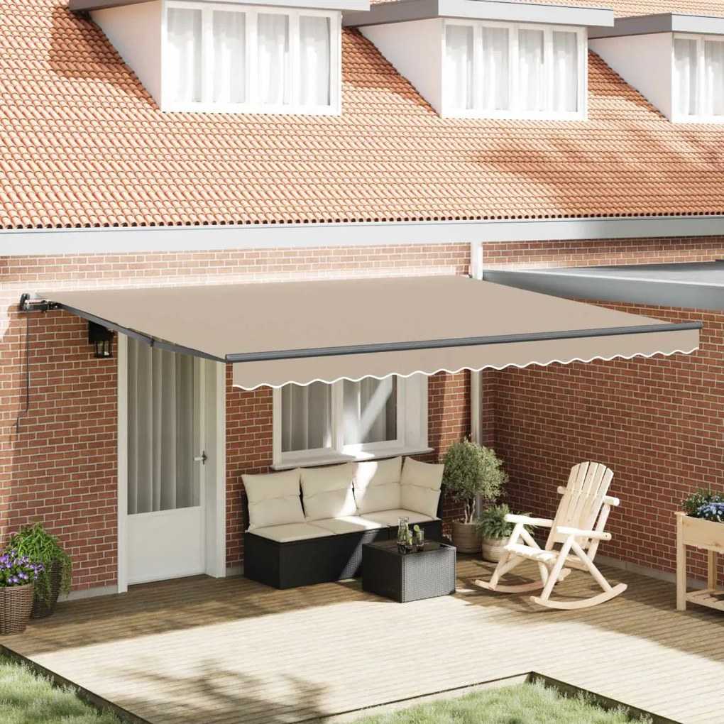 Behúzható napellenző Bézs 450 × 350 cm Poliészter és acél