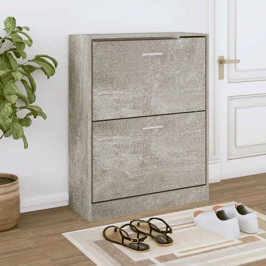 betonszürke szerelt fa cipőszekrény 63x24x81 cm