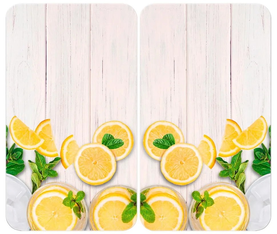 Edzett üveg tűzhely fedőlap szett 2 db-os 52x30 cm Lemons – Wenko
