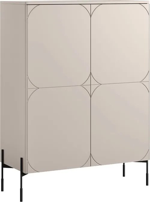 Sonatia magas komód 120 cm kétajtós rejtett fiókokkal - kasmír