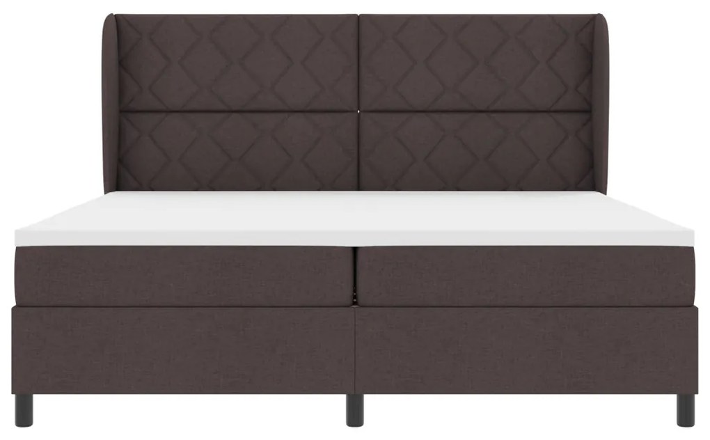 Boxspring Ágy Matrac Kárpitozott Sötétbarna, 200x200 cm