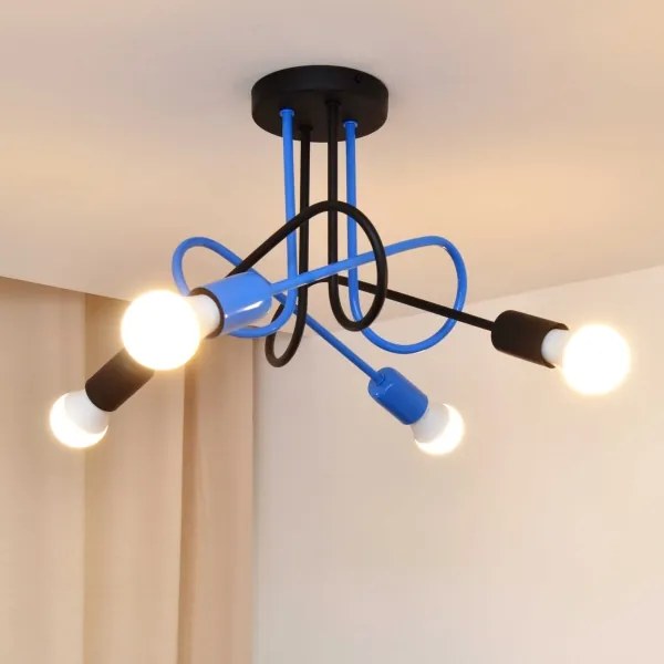 Felületre szerelhető csillár OXFORD 4xE27/15W/230V fekete/kék