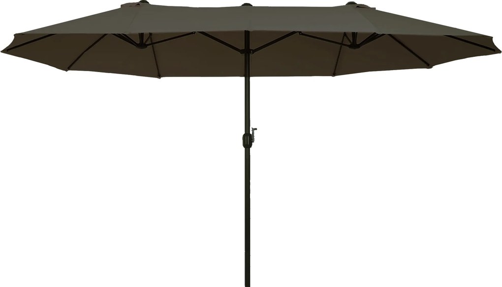 Outsunny Kétszemélyes Napernyő 455 x 265 cm, UV Védelem, Kézi Kurblival, Erkély és Tengerparti Napernyő, Szélálló Kézi Kurblis Napernyő, Szürke | Aoso
