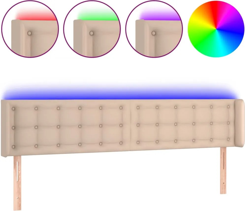 vidaXL cappuccino színű műbőr LED-es fejtámla 163x16x78/88 cm