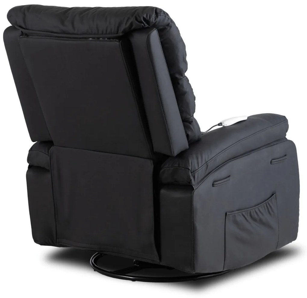 Elektromosan Vezérelhető Masszázsfunkciós Relaxfotel Fotel Fekete Színben. BRUCE