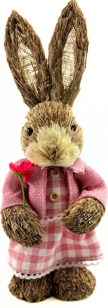 Szalma nyuszi kislány 33cm húsvéti dekoráció