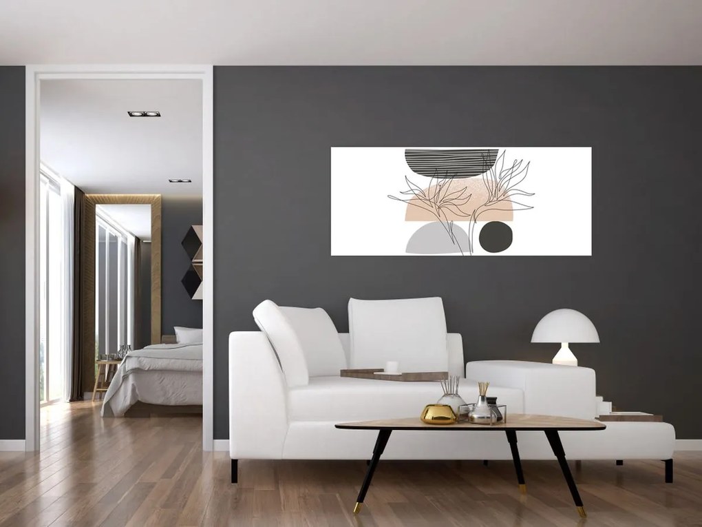 Kép - Vonal művészet virágok N⁰2 (120x50 cm)