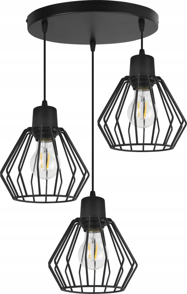 Mennyezeti Lámpa Lógó Csillár Hármas Fekete Lámpabúra Plafon Loft Nappali