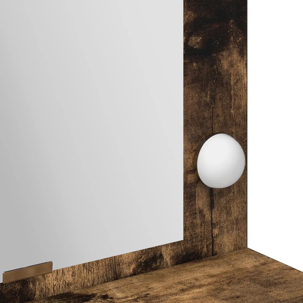 Sminkasztal LED fénnyel Füstölt tölgy 100x41x135 cm