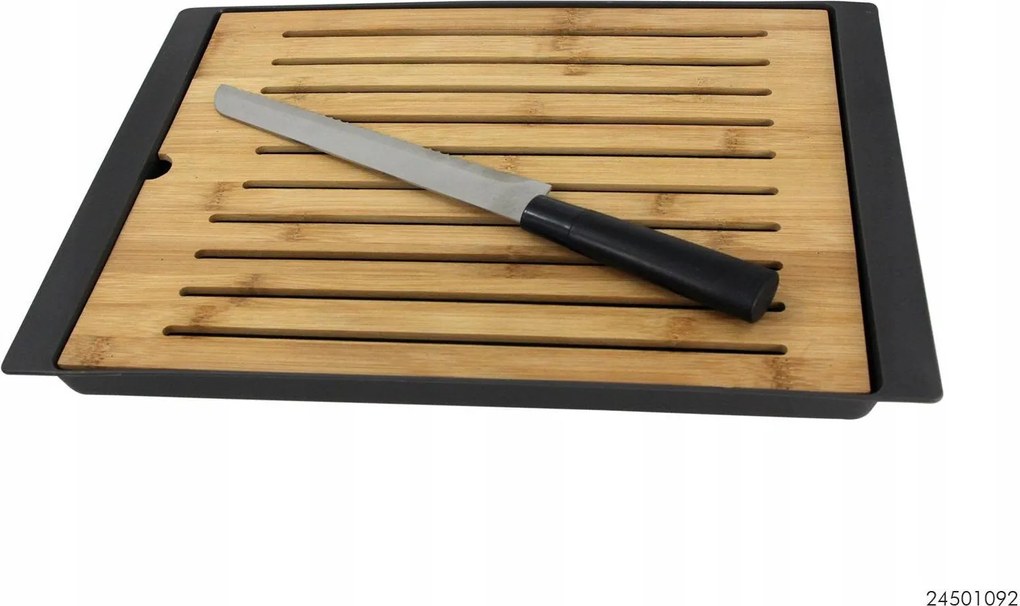 Bambusz Kenyérszeletelő Deszka Állvánnyal+kés