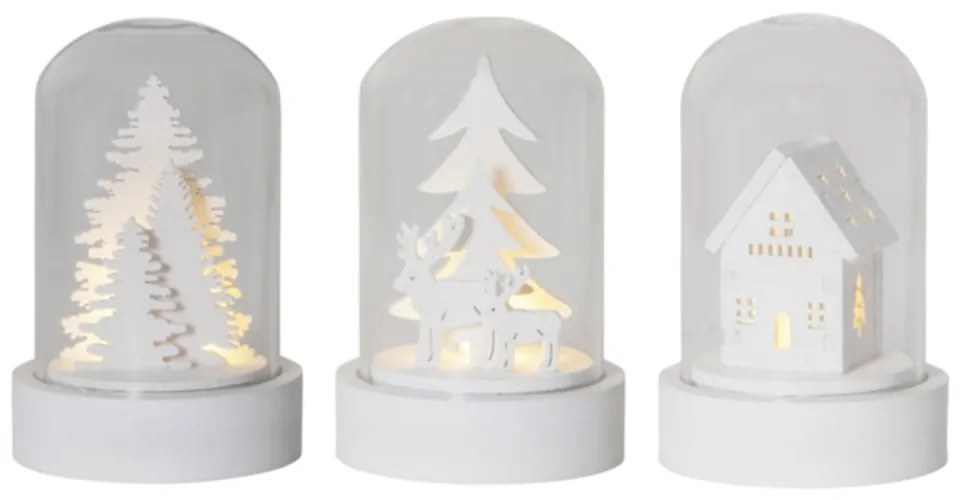 Fehér fénydekoráció készlet karácsonyi mintával 3 db-os ø 5,5 cm Kupol – Star Trading