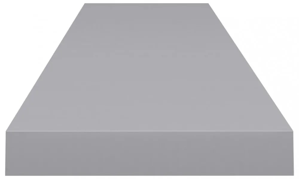 2 db szürke MDF lebegő fali polc 120 x 23,5 x 3,8 cm