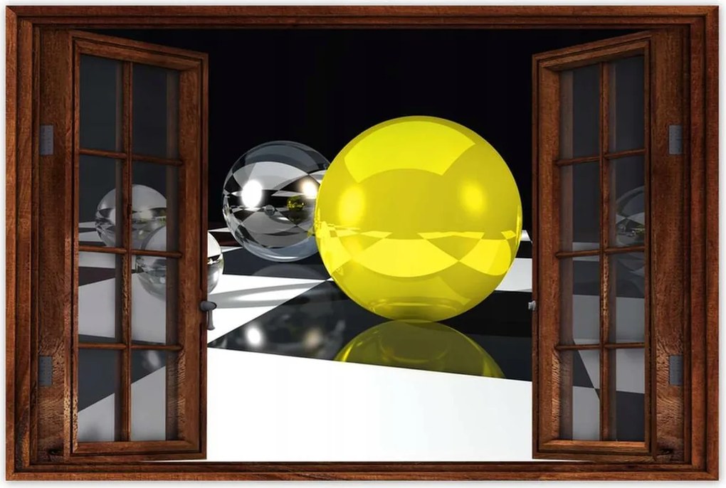 Poszterek 60x40 Sárga gömb a sakktáblán