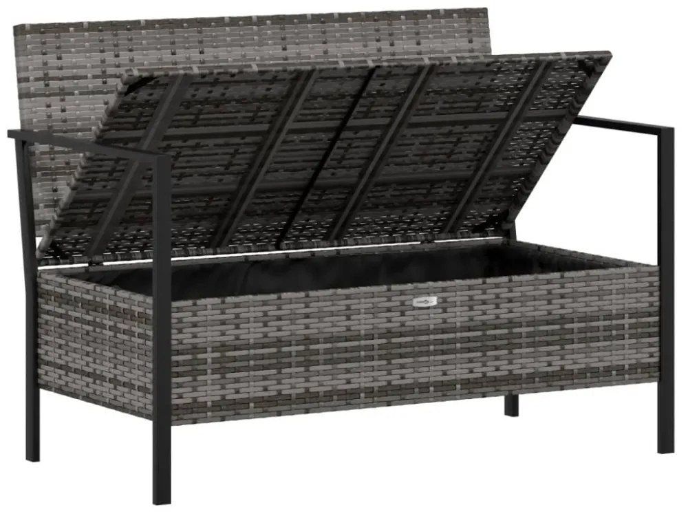 2 személyes szürke polyrattan kerti kanapé párnával
