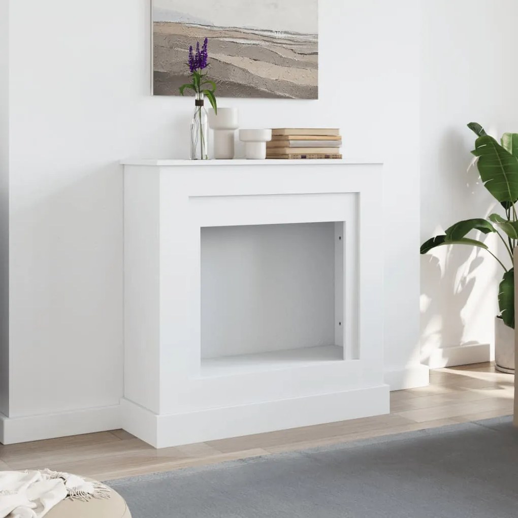 fehér szerelt fa kandallóburkolat 90 x 30 x 90 cm