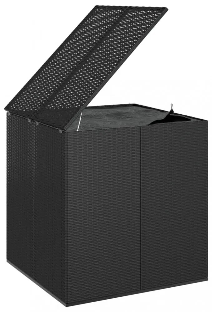 fekete polyrattan kerti párnatartó doboz 100 x 97,5 x 104 cm