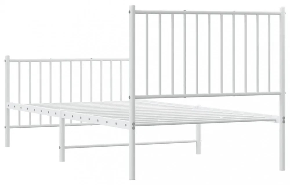 fehér fém ágykeret fej- és lábtámlával 90 x 190 cm