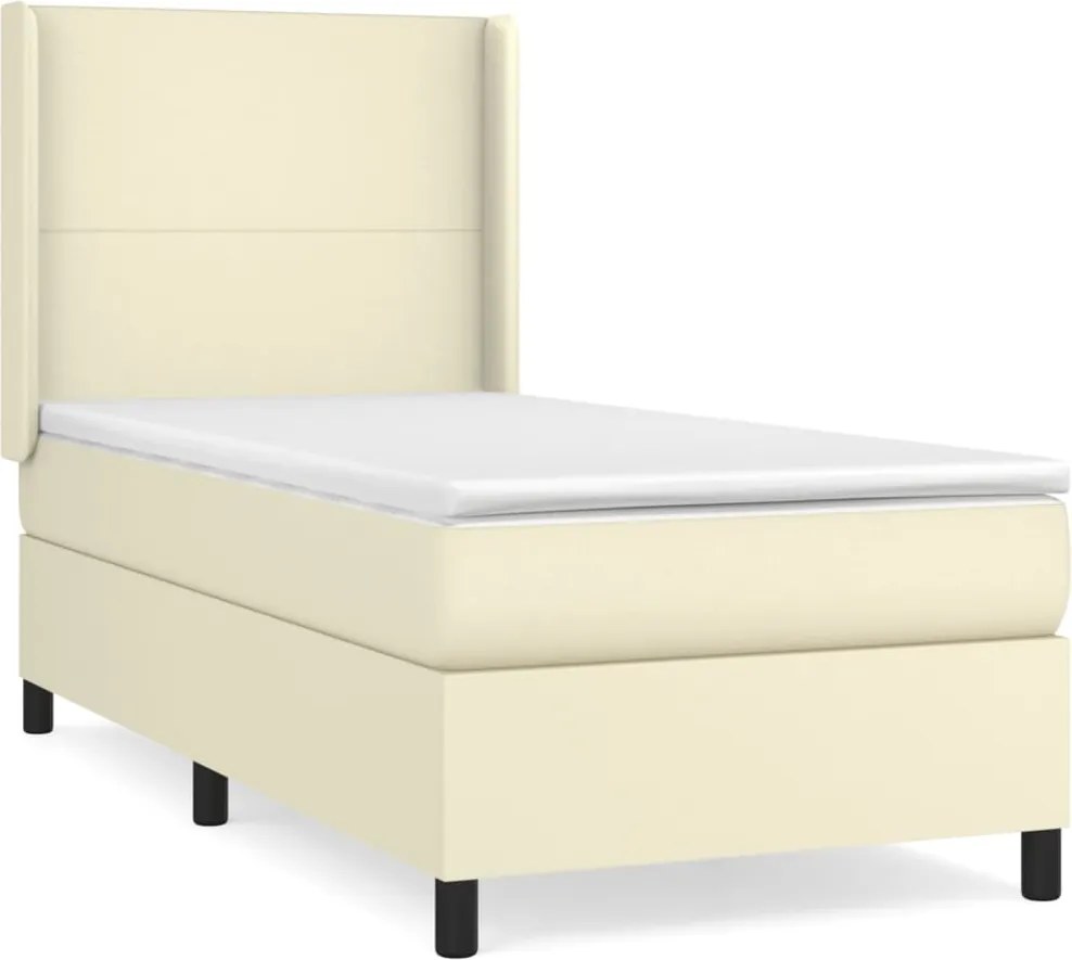 vidaXL krémszínű műbőr rugós ágy matraccal 100 x 200 cm