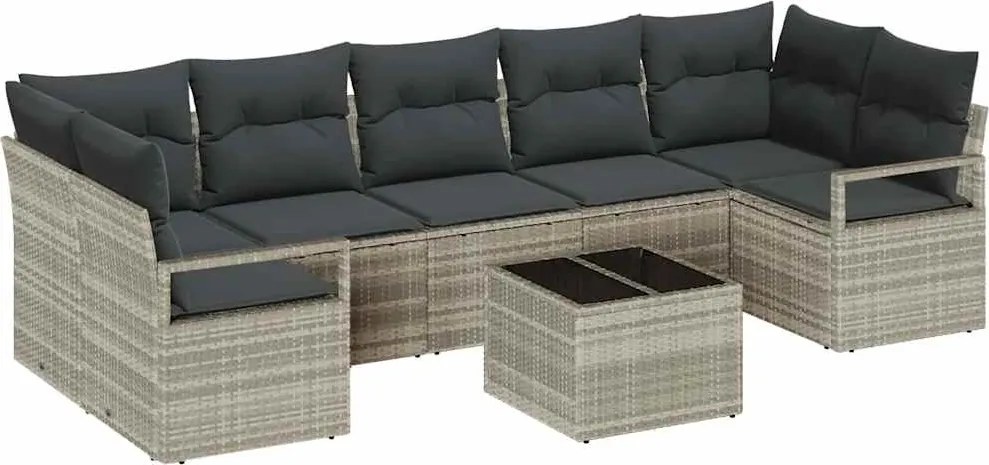 vidaXL Kerti Kanapé Szett párnával 8 pcs Világosszürke és Sötétszürke