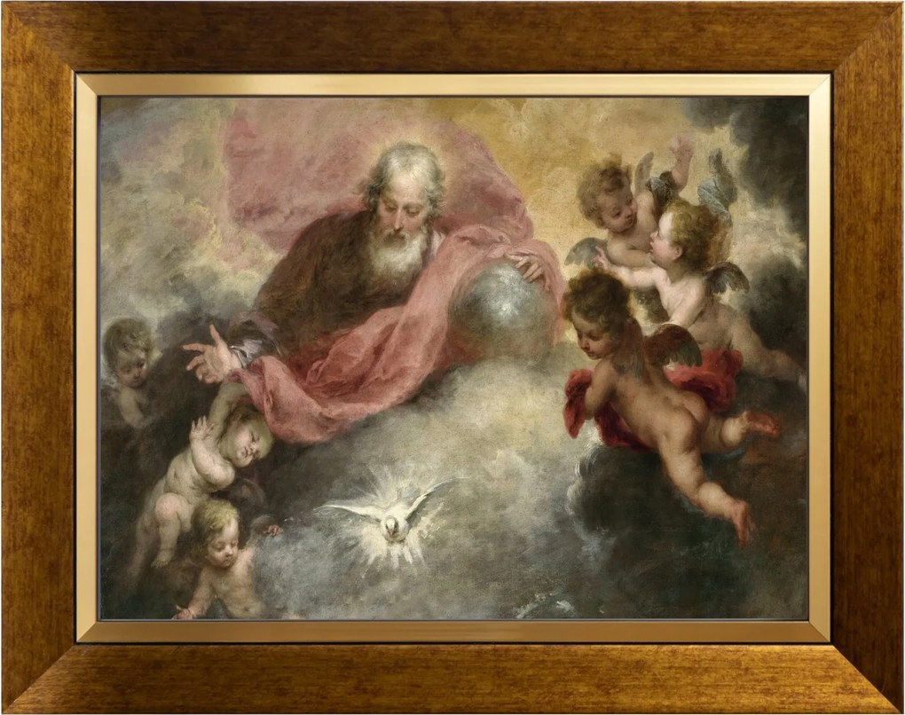 Isten Apa Angyal Szakrális Vászonkép Arany Díszített Keretben 30X40