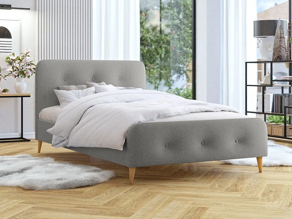 Franciaágy 140 cm Lomaha New (szürke) (ágyráccsal). 1104167
