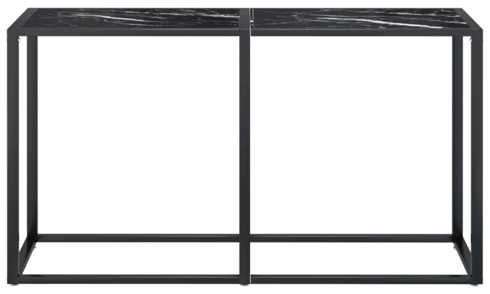 fekete márványszínű edzett üveg tálalóasztal 140 x 35 x 75,5 cm