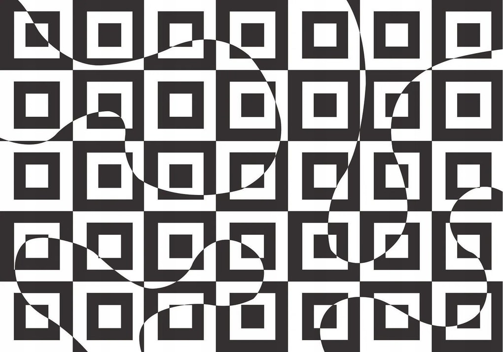 Fotótapéta Geometriai absztrakt vinil hullámok négyzetek 254x184 +ragasztó