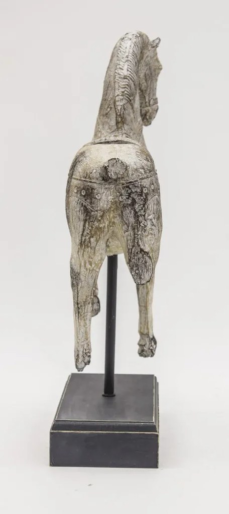 Ló figura Műanyag Krém, Fekete 48x32x12cm