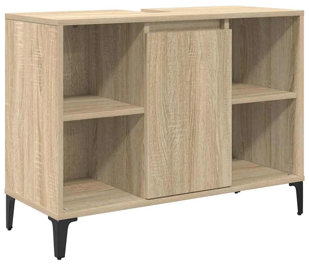 vidaXL Mosdókagyló szekrény polcokkal Sonoma tölgy 80 x 33 x 60 cm