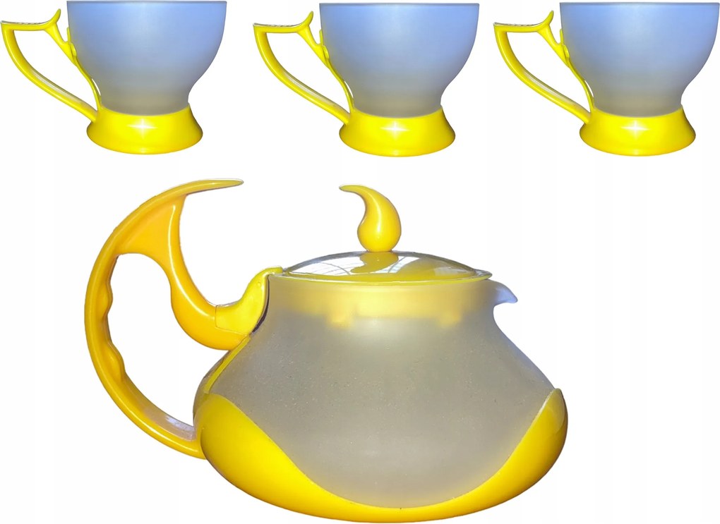 6+1 Darabos Teáskészlet Teásfőzővel, Üveg, Sárga Matt, Modern Design, Irchid