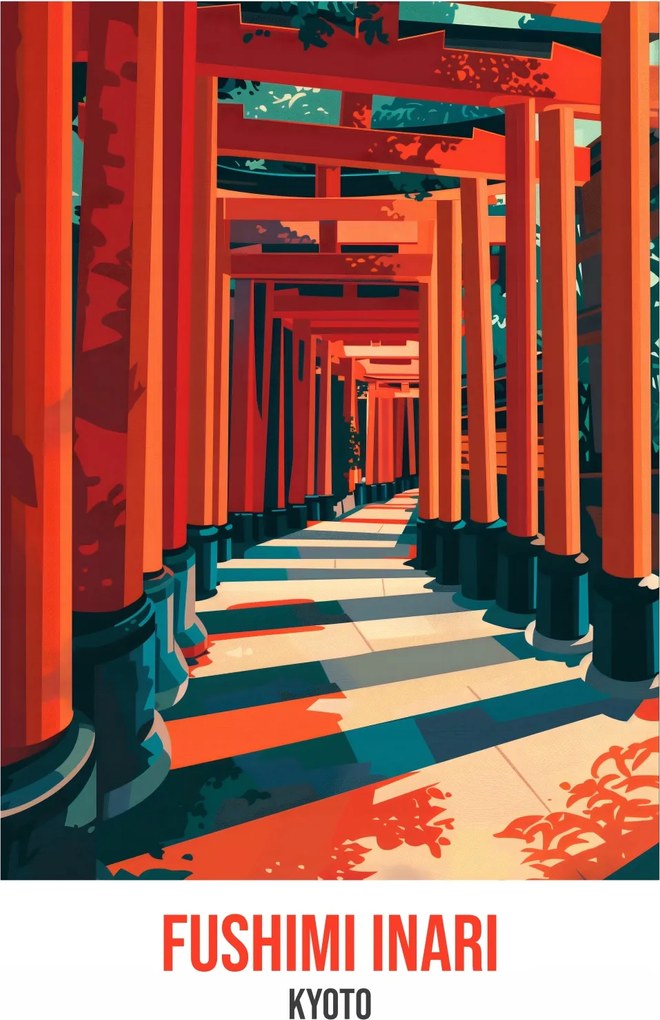 Poszter 15x20cm Fushimi Inari, Kiotó