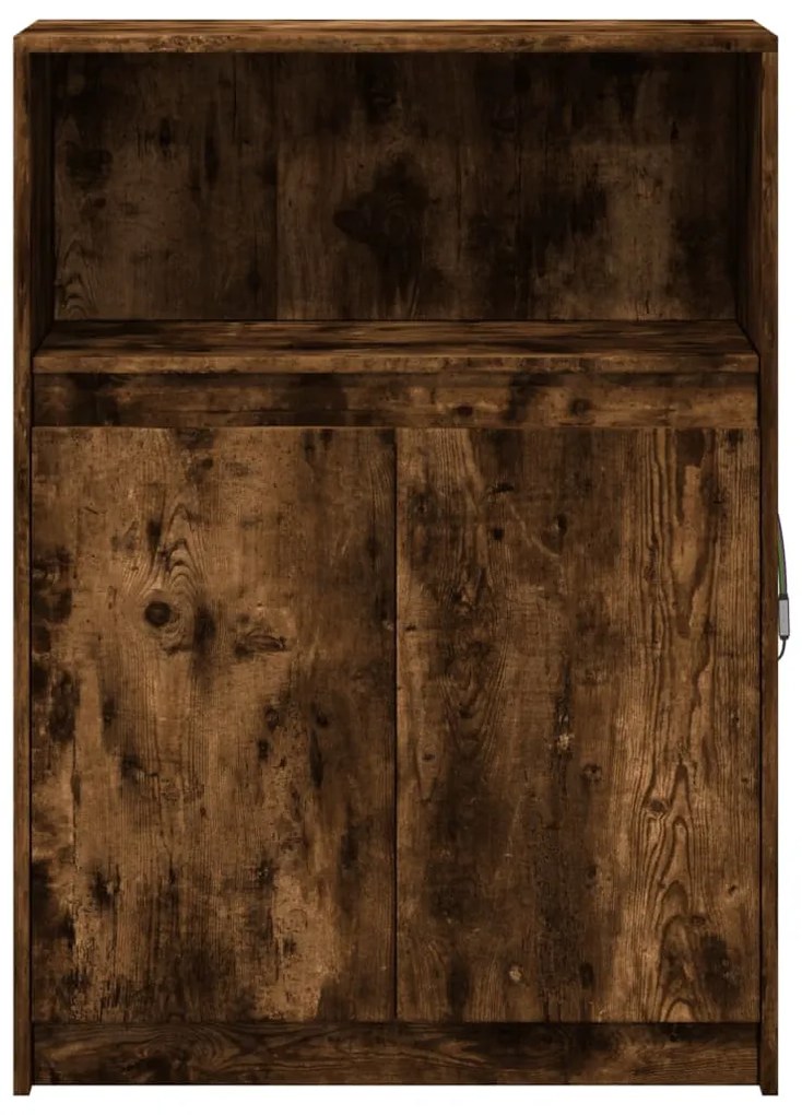 füstös tölgy szerelt fa tálalószekrény LED-del 72x34x100 cm