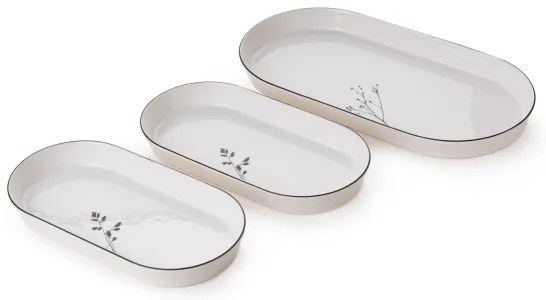 27 darabos étkészlet, fehér/fekete/porcelán