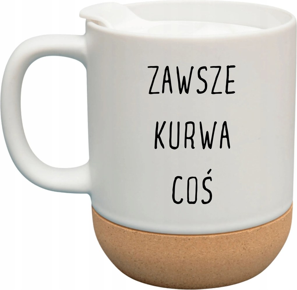 Fehér Bögre Fedéllel És Parafa Aljjal Ajándék Mindig Valami