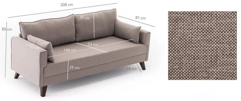 3 személyes kanapé Bella Sofa For 3 Pr - Krém