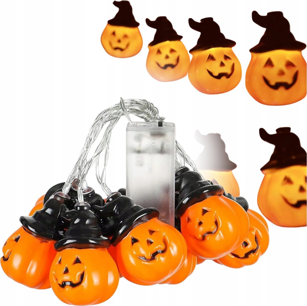 Függő Lámpa Tök Világító 10 Led Lógó Halloween Dekoráció 150 CM