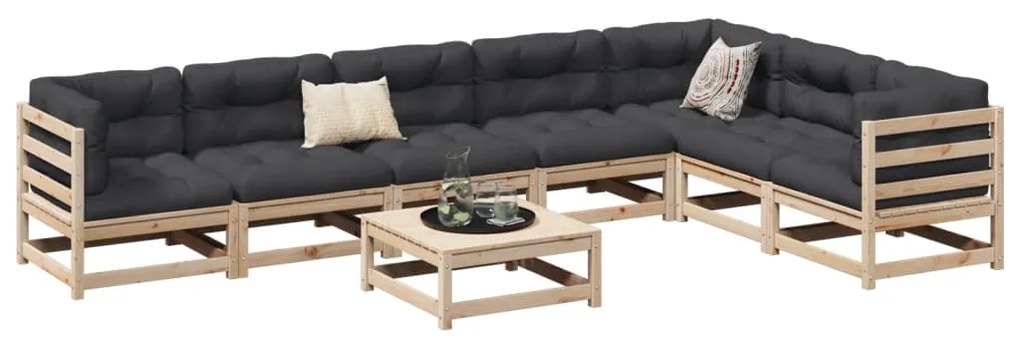 vidaXL 8 részes tömör fenyőfa kerti kanapészett