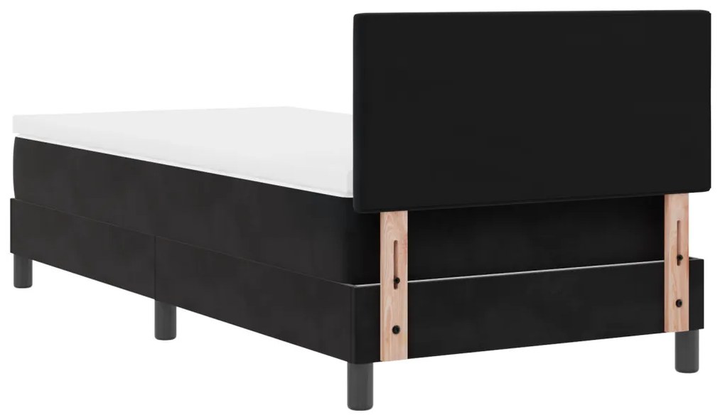 Boxspring Ágy Mattal és LED Fényekkel Fekete 90x200 cm Bársonyos