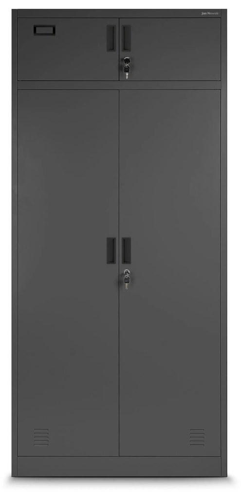 Fém öltözőszekrény BORYS, 900 x 1850 x 500 mm, antracit