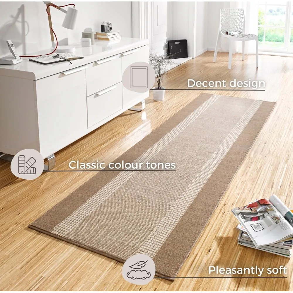 Basic bézs-barna futószőnyeg, 80 x 200 cm - Hanse Home