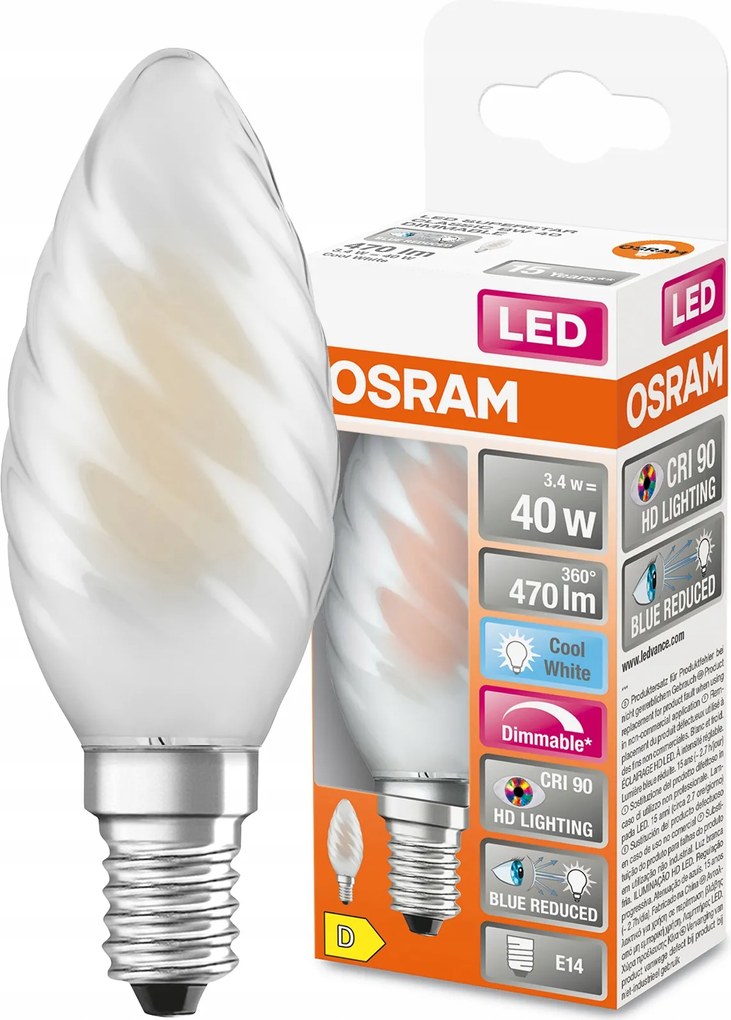 Led izzó E14 3,4W 4000K CRI90 Tompítható Osram